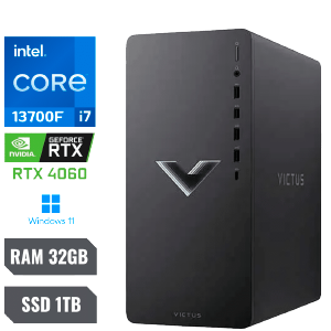 CPU DESKTOP COMPUTADOR DE ESCRITORIO HP VICTUS BY 15L TG02-1347C INTEL CORE i7 13700F (13VA) RAM 32GB SSD 1TB (1000GB) NVIDIA GEFORCE RTX 4060 8GB WINDOWS 11 HOME TECLADO + MOUSE USB - 8V7C1AA